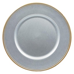 [704-04329] Decore Round Charger Plate Plastic, Silver