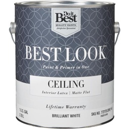 [HW36W0840-16] Best Look Latex Paint &amp; Primer In One Matte Flat Ceiling Paint, Brilliant White, 1 Gal.