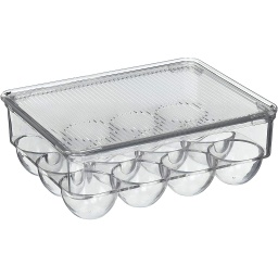 [FB41605] Home Basics Plastic Egg Holder with Lid, Clear (12 Eggs)