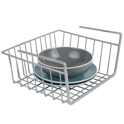 [SB41958] Home Basics Small Under-Shelf Basket, Vinyl-Coated Steel Silver