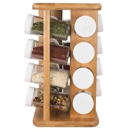 [SR44617] Home Basics 16pc Bamboo Revolving Spice Rack