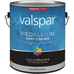 [027.0004405.007] ****Valspar Medallion 100% Acrylic Paint &amp; Primer Eggshell Interior Wall Paint, Clear Base, 1 Gal.