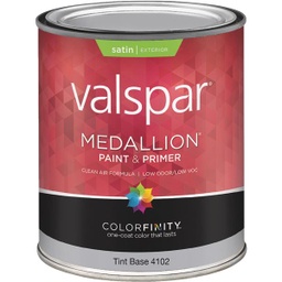 [027.0004102.005] ****Valspar Medallion 100% Acrylic Paint &amp; Primer Satin Exterior House Paint, Tint Base, 1 Qt.