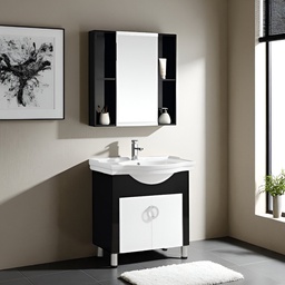 [6033 RHBV14167] Royal Homes Bathroom Vanity 31.4 x 18.8 x 33.4 In. Black &amp; White