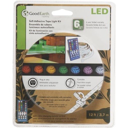 [AC1068-WHG-12LF0-G] Good Earth Lighting Plug-In Color Changing LED Under Cabinet Tape Light with Remote Control 12 Ft. L.
