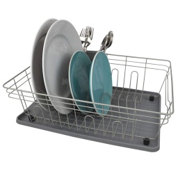 [DD41779] Home Basics Contempo 3pc Dish Rack, Grey