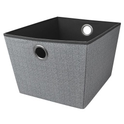 [SB39020] Home Basics Large Storage Tote 12.5 x 15 x 10 In., Grey Herringbone