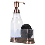 [SD41488] ****Home Basics Soap Dispenser with Sponge Holder, Clear Plastic with Bronze
