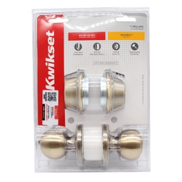 [96950-229] ****Kwikset Combo Double Cylinder Deadbolt &amp; Keyed Entry Antique Brass Knob