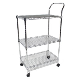 [RHSC16243 RHMSC16243] Royal Homes Mobile Shelving Cart 600 x 350 x 900 mm Chrome