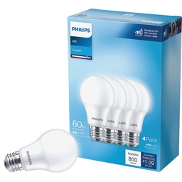 [565481  / 461137] Philips 60W Equivalent Daylight A19 Medium LED Light Bulb 4pk