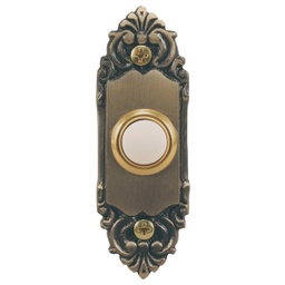 [SL-709-00] ****Heath Zenith Wired LED Lighted Doorbell Push-Button Antique Brass Fleur de Lis