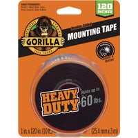 [102441] Gorilla Heavy Duty Double-Sided Mounting Tape 1 x 120 In Black (60 Lb Capacity)