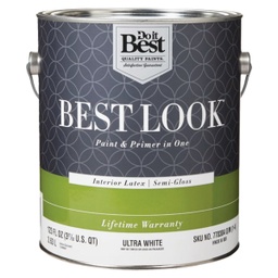 [HW38W0800-16] Best Look Latex Paint &amp; Primer In One Semi-Gloss Interior Wall Paint Ultra White 1 Gal