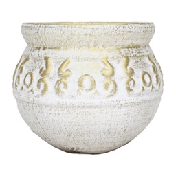 [HG 18-178/3  CHCPP17160] ****Classy Homes Set of 3 Ceramic Plant Pots Gold Motif