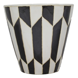 [HG 18-207/3 S CHCPP17162] ****Classy Homes Ceramic Plant Pots Black / White S