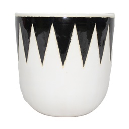 [HG 18-206/3] ****Classy Homes Ceramic Plant Pots Black / White - Set of 3