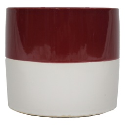 [HG 18-197/3 S CHCPP17165] ****Classy Homes Ceramic Plant Pots Striped White / Mauve S
