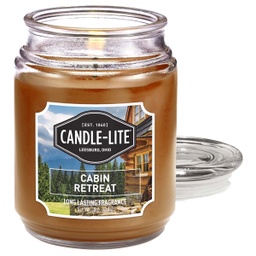 [3297518] ****Candle-Lite Everyday 18 Oz. Glass Jar Candle - Cabin Retreat/ Mahogany Woods