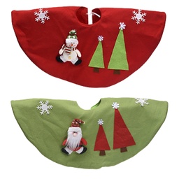 [831-2786-210023-21A] Miro Christmas Tree Skirt Santa/ Snowman Red/ Green 75cm/ 29.5in