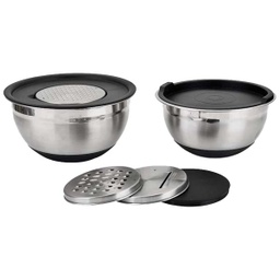 [HJB101] ****Hamilton Beach 2pc Mixing Bowl Set with Grating Lid Inserts, Black