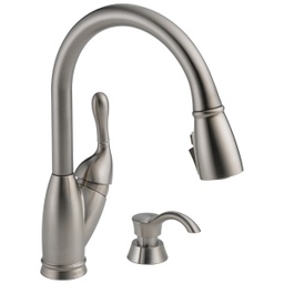 [19939Z-SSSD-DST] Delta Izak Single Handle Pull-Down Kitchen Faucet with Soap Dispenser SS