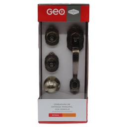 [92110-145] ****Geo Antique Brass Entry and Double Cylinder Deadbolt