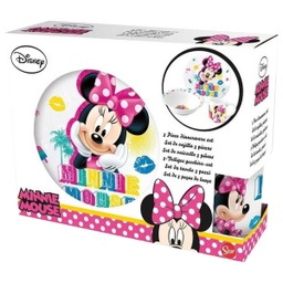 [74865] ****Disney Minnie 3pc Ceramic Snack Set