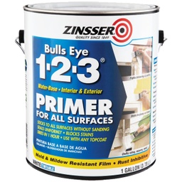 [2001] Zinsser Bulls Eye 1-2-3 Water-Base Interior/Exterior Stain Blocking Primer, White, 1 Gal