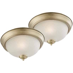 [38122] Westinghouse 2pk 11-In. Flush Mount Ceiling Light, Antique Brass