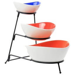 [127291.04] ****Gibson Home Crenshaw 3-Tier Serving Set with Bowls &amp; Stand - Assorted Colors