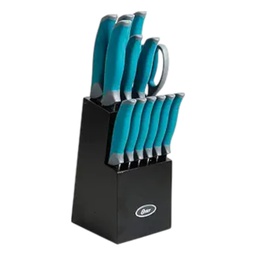 [81007.14] Oster Lindbergh 14pc Cutlery Set with Color-Stained Wood Block - Teal