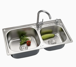 [RHSK7540 N] Royal Homes Topmount Double Bowl Kitchen Sink Stainless Steel