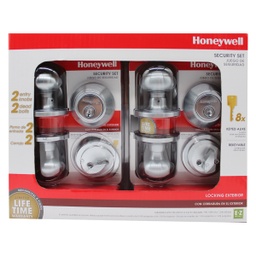 [8101206] Honeywell Classic Knob Home Security Kit, Satin Chrome