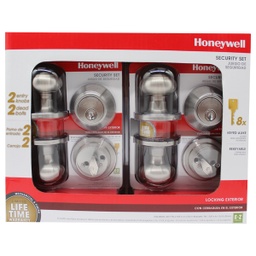 [8101306] ****Honeywell Classic Knob Home Security Kit, Satin Nickel