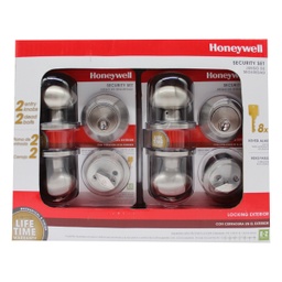 [8103306] ****Honeywell Egg Knob Home Security Kit, Satin Nickel