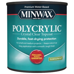 [611114444] ****Minwax Polycrylic Clear Ultra Flat Protective Finish, 1 Qt