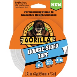 [100925] Gorilla Double-Sided Duct Tape 1.41 in x 8 Yd, Gray