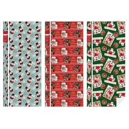 [CW3530A6] Edg Wrapping Paper 35 Sq Ft Roll 30-in, Santa / Snowman