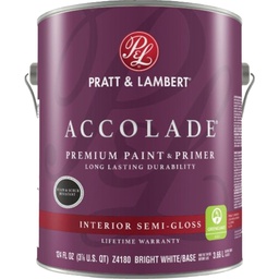 [0000Z4180-16] ****Pratt &amp; Lambert Accolade Interior Latex Semi-Gloss, Bright White Base 1 gallon