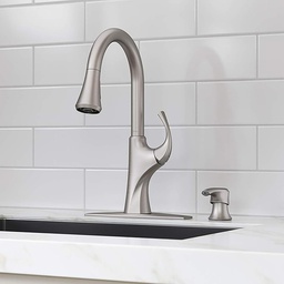 [F5297LRGS] Pfister Ladera 1-Handle Pull-Down Kitchen Faucet With Soap Dispenser, Spot Defense Stainless Steel