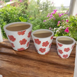 [HG 18-218/3  CHCPP17169] Classy Homes Ceramic Plant Pots Floral Multicolor 3 Piece Set