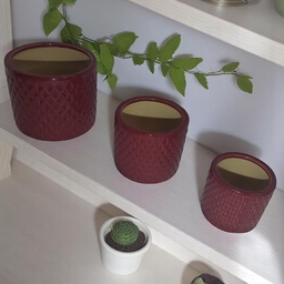 [HG 18-196/3  CHCPP17164] ****Classy Homes Ceramic Plant Pots Mauve 3 Piece Set