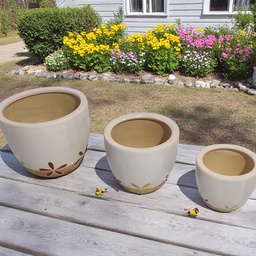 [HG 18-221/3  CHCPP17168] Classy Homes Ceramic Plant Pots Floral Multicolor 3 Piece Set