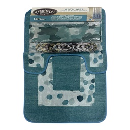 [FH-85-15PC SET] Kennedy Home 15pc Bath Mat Set, Aqua