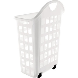 [LN0435] United Solutions 2 Bushel Rolling Hamper, White