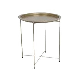 [TT41974] Home Basics Round Folding Accent Table, Brushed Gold