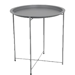 [TT41978] ****Home Basics Round Folding Accent Table, Matte Grey