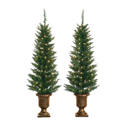 [5545-40C] ****Gerson 4 Ft. Potted Cedar Pine 2set 100-Bulb Clear Incandescent Prelit Artificial Christmas Tree