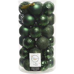 [9020811] ****Decoris 2.4 In. Shatterproof Bauble Christmas Ornaments, Pine Green (37-Pack)